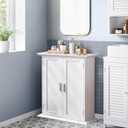 VECELO Bathroom Floor Cabinet, Freestanding Storage with Double Doors and 2-Tier Adjustable Shelves, 21.1" L x 8.78" W x 24.02" H, White