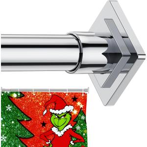 Chrome Shower Curtain Rod Spring Tension 30 to 80 Inch,1 Inch Diameter Adjustable Shower Rods for Bathroom,No Drilling