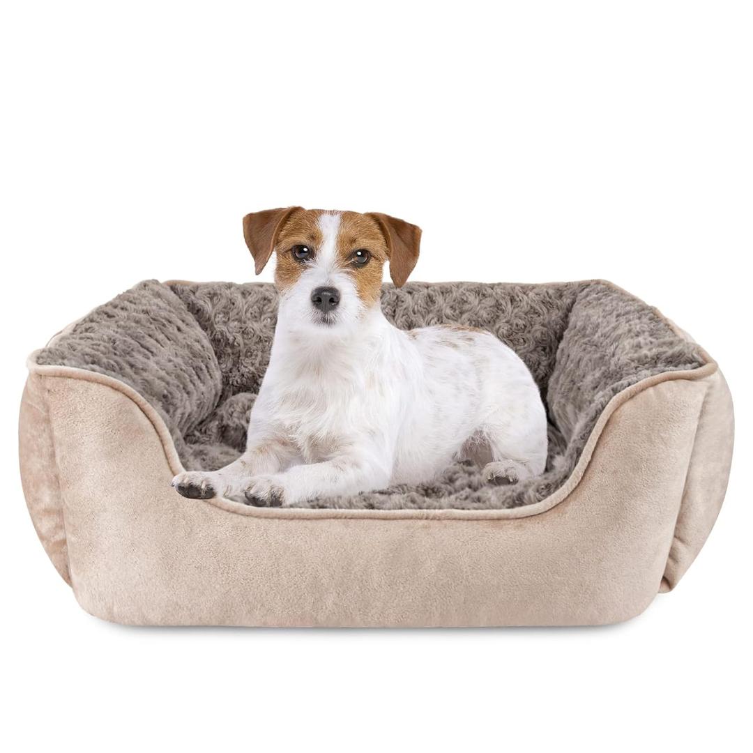 JOEJOY Rectangle Dog Bed for Large Medium Small Dogs Machine Washable Sleeping Dog Sofa Bed NonSlip Bottom Breathable Soft Puppy Bed Durable Orthopedic Calming Pet Cuddler, Multiple Size, Beige