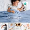 Bedsure GentleSoft 100% Cotton Blanket King Size for Bed - Breathable and Lightweight, Soft Cozy Textured Herringbone Woven Blanket for Summer, Ashley Blue, 108x90 inches