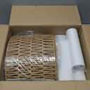 Boho Tripod Floor Lamps for Living Room, Rattan Wood Floor Lamp with Fabric Shades, Mid Century Standing Lamp with Shelf, Foot Switch, Modern Farmhouse Tall Lamps for Bedroom Office Brown