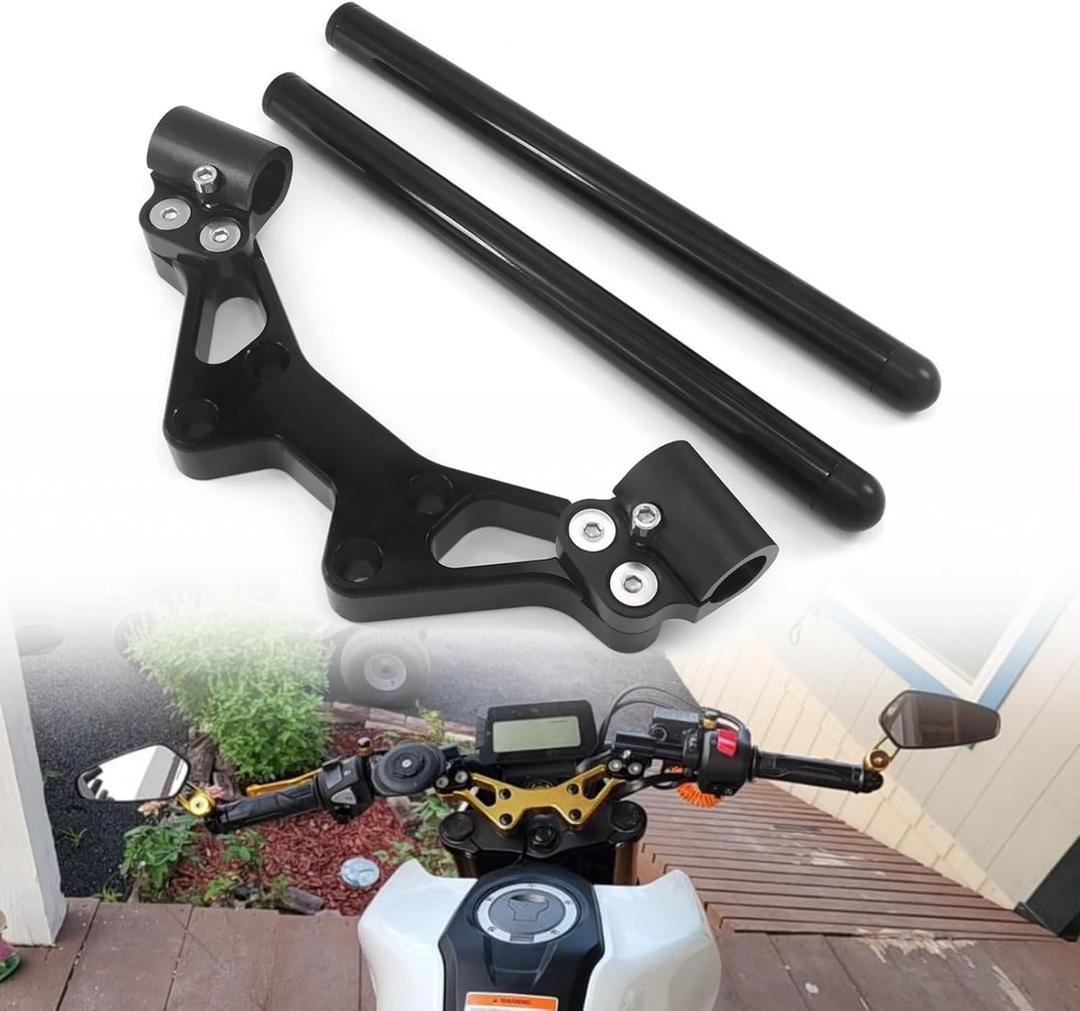 Adjustable Motorcycle Handlebar Compatible With Honda Grom MSX 125 MSX125SF 2013-2023 2024 2025 CNC Separated Clip-on Sport Handle Bars Kit (Black) Adjustable Motorcycle Handlebar Compatible With Honda Grom MSX 125 MSX125SF 2013-2023 2024 2025 CNC Separated Clip-on Sport Handle Bars Kit (Black)
