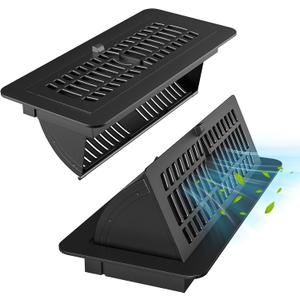2 Pack Vent Deflectors & Floor Vent Covers for Home Floor 4 x 10 inch, Upgraded Floor Register with Removable Strap for Checking Airflow, for Sidewall, Office or Ceiling
