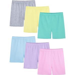 6 Pack Girls Bike Shorts Cartwheel Toddler Biker Under Dress Dance Multi-Color Kids Shorts Girls Clothes (Teal)