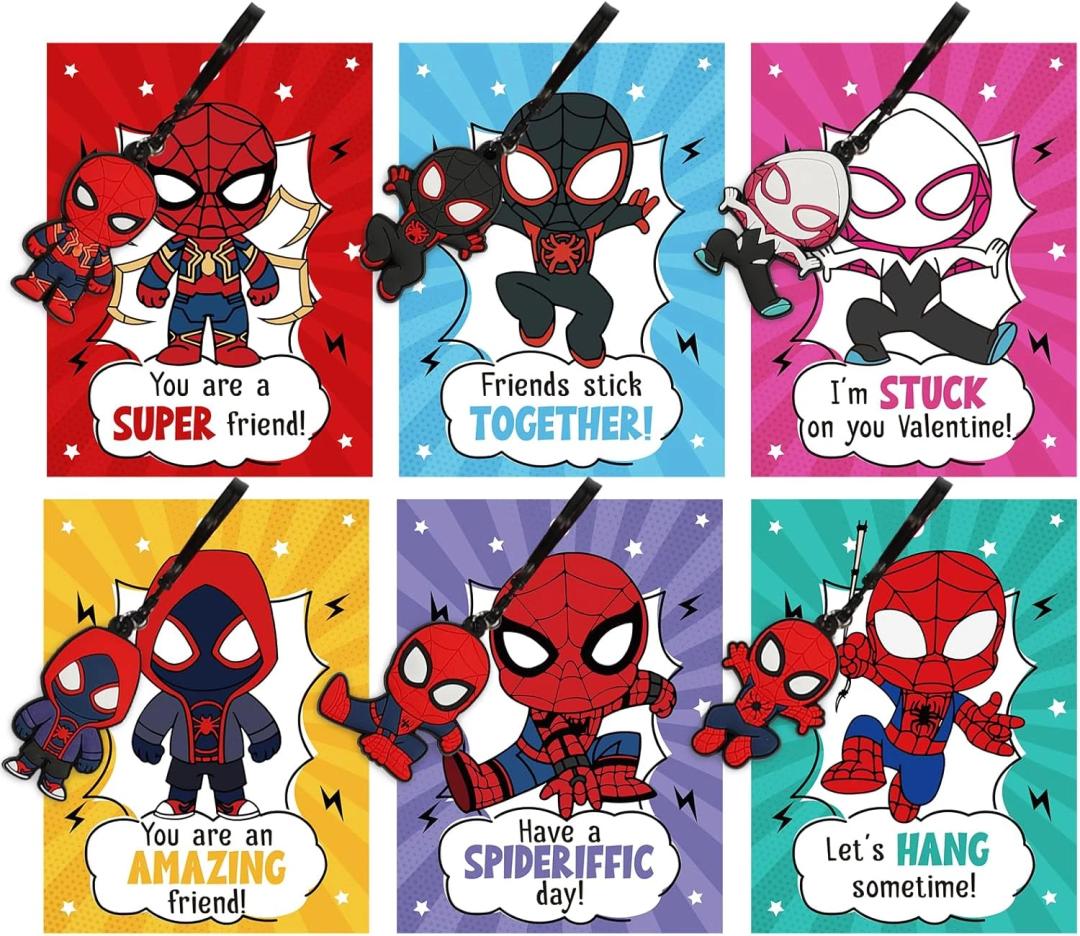 Dyatgerttide Valentines Day Gifts for Kids, Set of 24 Valentine Cards with Keychains for School Classroom Gift Exchange, Valentine's Day Party Favors for Girls Boys