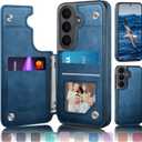 DJDUCK Designed for Samsung Galaxy S26 Case Wallet with Card Holder, [Magnetic Clasp Cover] [RFID Blocking Leather Protection] Shockproof Women Men Cases for Samsung S26 Bright Blue