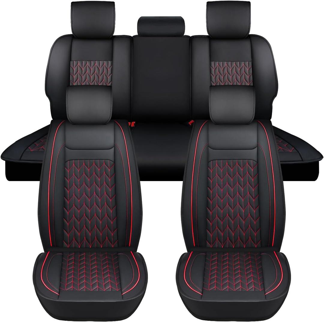 Nilight Car Seat Covers Custom Fit 2009-2024 Ram 1500 and 2010-2024 2500 3500 Crew Cabs Mega Cab Waterproof Leather Cushion for Pickup Truck (Full Set, 2 Front and 3 Rear Seats)