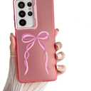 ZTOFERA for Samsung Galaxy S21 Ultra 5G Case,Cute Pink Ribbon Bow Tie Aesthetic Phone Case,Trendy Slim Hard IMD Shockproof Protective Bumper Phone Cover for Women Girls,Ribbon