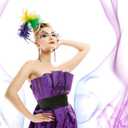 2 x 1920s Feather Fascinator Headband for Women Kentucky Derby Headpiece Fascinator Hats for Cocktail Wedding Tea Party (Mardi Gras)