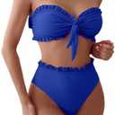 SOLY HUX Women's Ruffle Strapless Bikini Set 2 Piece Bandeau Swimsuit High Waist Bathing Suits Size XL
