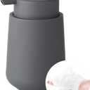 Matte Gray Foaming Hand Soap Dispenser Plastic 11 oz - Modern Minimalist Style for Bathroom & Kitchen Countertop Refillable