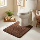 GRANNY SAYS Bathroom Toilet Rugs U Shaped, Bath Mats for Bathroom, Bath Rugs Non Slip Washable, Absorbent Microfiber Toilet Mat, Soft Plush Shaggy Bath Carpet, 20" x 24", Brown