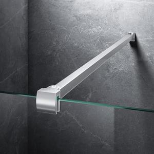 Frameless Shower Door Support Bar, Stainless Steel Wall-to-Glass Support Arm to Fixed Shower Glass Panel, for 1/4"-3/8" (6-10 mm) Door, 180° Pivot & Stow-Flat Mode (Brushed Nickel, 27.6-inch(700mm))