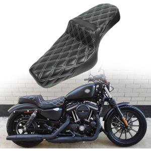 White Motorcycle Seats fit Harley Sportster Seat for Harley XL883N Sportster 883 1200 72 X48 Iron883 2004-2006&2010-2022 Front Rear Driver Passenger Seat Two Up seat for 2.0-3.3GAL Fuel Tanks
