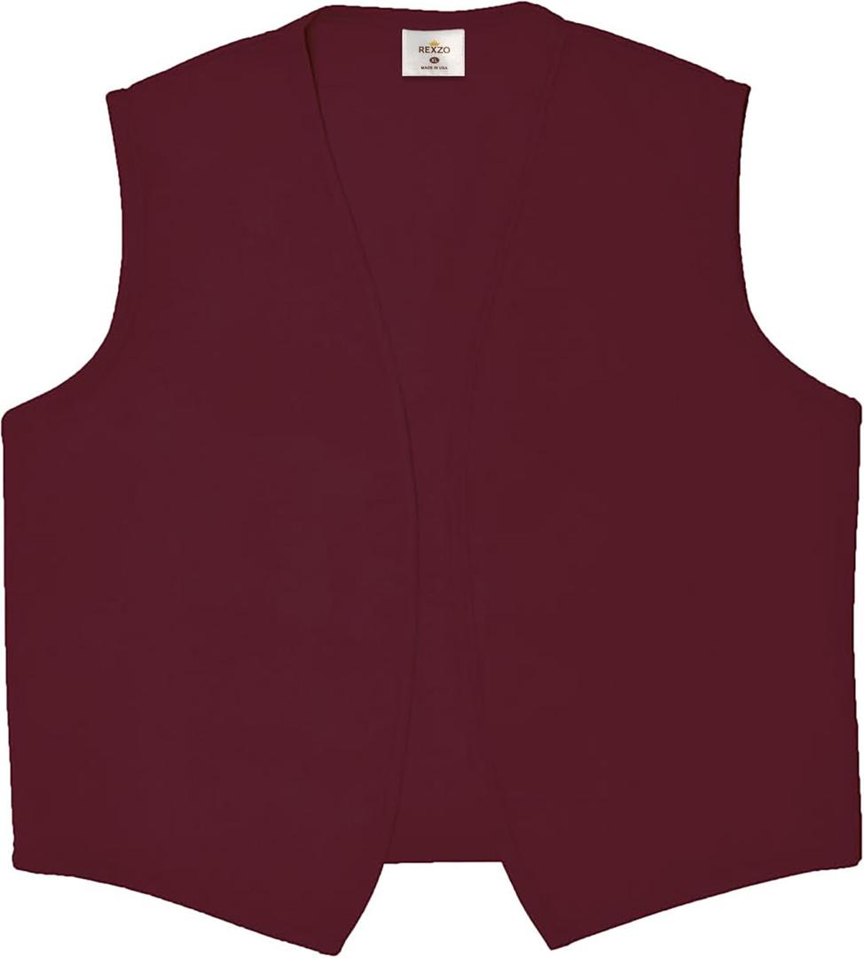 Unisex Vest No Pocket No Buttons Made in The USA (Small, Maroon)