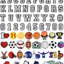 Letters Numbers and Sports Decoration Charms, Basketball Baseball Hockey Softball Soccer Football Gift for Boys Kids Teens and Adults