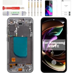 OLED for Samsung S23 FE Screen for Samsung Galaxy S23 FE LCD Digitizer for Samsung S23 FE Display Touch Screen Assembly with Frame SM-S711 Black (with Fingerprint Function)