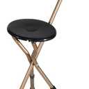 Drive Medical RTL10365-ADJ Adjustable Lightweight Folding Cane with Seat, Black