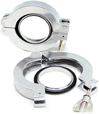 QiiMii KF-40 Aluminum Wing Nut Hinge Clamp with FKM O-Ring and SS304 Center Ring, 2 Pack Silver