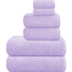 MyOwn Premium Cotton 6 Pack Towel Set for Bathroom, Contains 2 Bath Towels 28x55 inch, 2 Hand Towels 16x24 inch & 2 Wash Coths 12x12 inch, Ideal Everyday use, Compact & Lightweight - Purple MyOwn Premium Cotton 6 Pack Towel Set for Bathroom, Contains 2 Bath Towels 28x55 inch, 2 Hand Towels 16x24 inch & 2 Wash Coths 12x12 inch, Ideal Everyday use, Compact & Lightweight - Purple