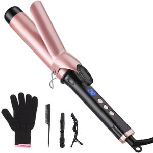 Curling Iron 1 1/2 Inch Large Barrel, Professional 1.5 Inch Curling Wand for Long Hair, Ceramic Hair Curler with LCD Display, Dual Voltage Travel Styler, 30s Heat Up & Auto Shut Off