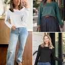 ATHMILE Womens Tops Trendy Long Sleeve Shirts for Women Loose Fit Dressy Casual Blouses Pleated Tunic Tops for Leggings (White, S)