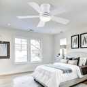 Hounberi Ceiling Fans with Light and Remote, 40" White Flush Mount Ceiling Fan with Dimmable LED,6 Speeds DC Reversible,Timer, Noiseless, Indoor Low Profile Ceiling Fans for Bedroom,Kitchen