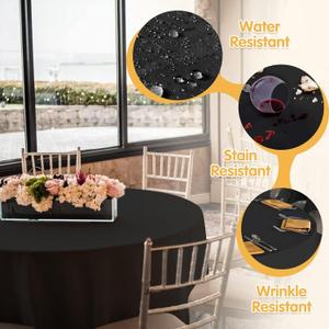 BRILLMAX 1 Pack Black Round Tablecloths 132 Inch - Linen Polyester Fabric Washable Table Cloth Cover for Wedding Reception Banquet Birthday Party Buffet Restaurant