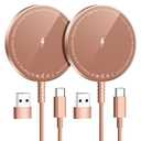 Magnetic Wireless Charger for iPhone: Compatible with Magsafe Charger iPhone 17 16 15 14 13 12 Series & Airpods 4 3 2 Pro-Fast 15W Max Charging Pad Strong Magnet, Dual USB-C/A Ports-Home Office Travel