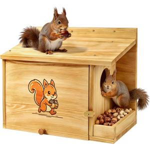 Squirrel House for Outside, Anti-Predator Squirrel Nesting Box & Feeder