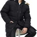Men's Extra Long Fleece Puffer Jacket Outerwear Winter Coats Hooded Parka Warm Water-resistant Cold Weather (XL)