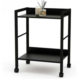 2-Tier Rolling Utility Cart with Rustic Black Shelves and Black Metal Frame, Industrial Mobile Storage Trolley on Wheels for Kitchen, Office, Bathroom, Living Room
