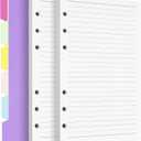 A5 Refill Paper Planner Inserts, 6-Hole Loose Leaf Paper, College Ruled Loose Leaf with Binder Dividers, Punched Notebook Refills for 6-Ring Refillable Binder, 240 Pages, White