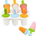 Miaowoof Silicone Popsicles Molds for Toddlers, 6-Cavity Non-BPA Premium Silicone Small Popsicle Molds, Ice Pop Mold with 6 Colorful Reusable Sticks for Kids (White)