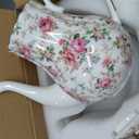 Agyiuns Tea Pot, Porcelain Teapot 37oz,tea pots for tea party,Tea Infuser Pots for Blooming loose Leaf Tea (White with flower)