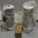 27" Rustic Table Lamps Set of 2 for Living Room with USB A+C Ports, Vintage Nightstand Bedroom Lamp with Hollow Nightlight