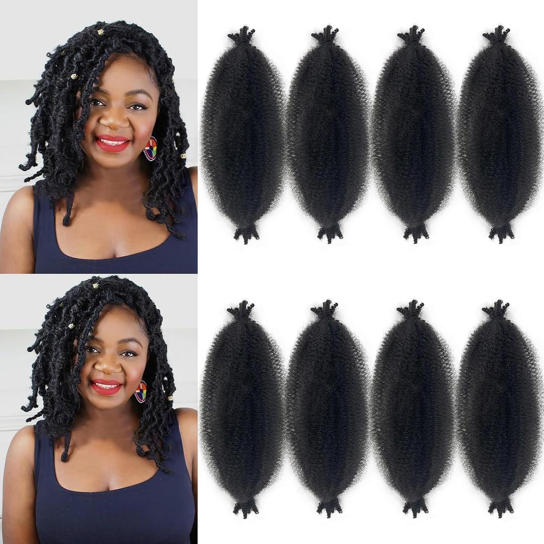 Marley Twist Braiding Hair 8 packs, Springy Afro Twist Hair Pre-Separated Kinky Twist Crochet Hair Braids for Distressed Soft Locs Spring Twist Hair for Black Women (2#, 12 Inch(Pack of 8))