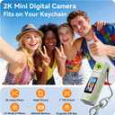 Mini Keychain Digital Camera:2K Digital Mini Camera with 16GB Card, Vintage Keychain Camera with 270 Rotating Lens, 400mAh Battery Portable Small Cameras with Elegant Gift Box for Travel,Kids,Gifts