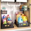 Under Sink Organizer , 2 Pack Height Adjustable Cabinet Organizer with Slide Out Drawer, Pull Out Under Sink Storage, Multi-Purpose 2 Tier Sink Shelves for Kitchen Bathroom Pantry (Black, 2 Pack)