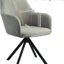 2 Pack Stretch Chair Covers with Arms, Light Gray Slipcovers for Curved Back Office & Dining Chairs, Universal Washable Seat Protector (Light Gray)