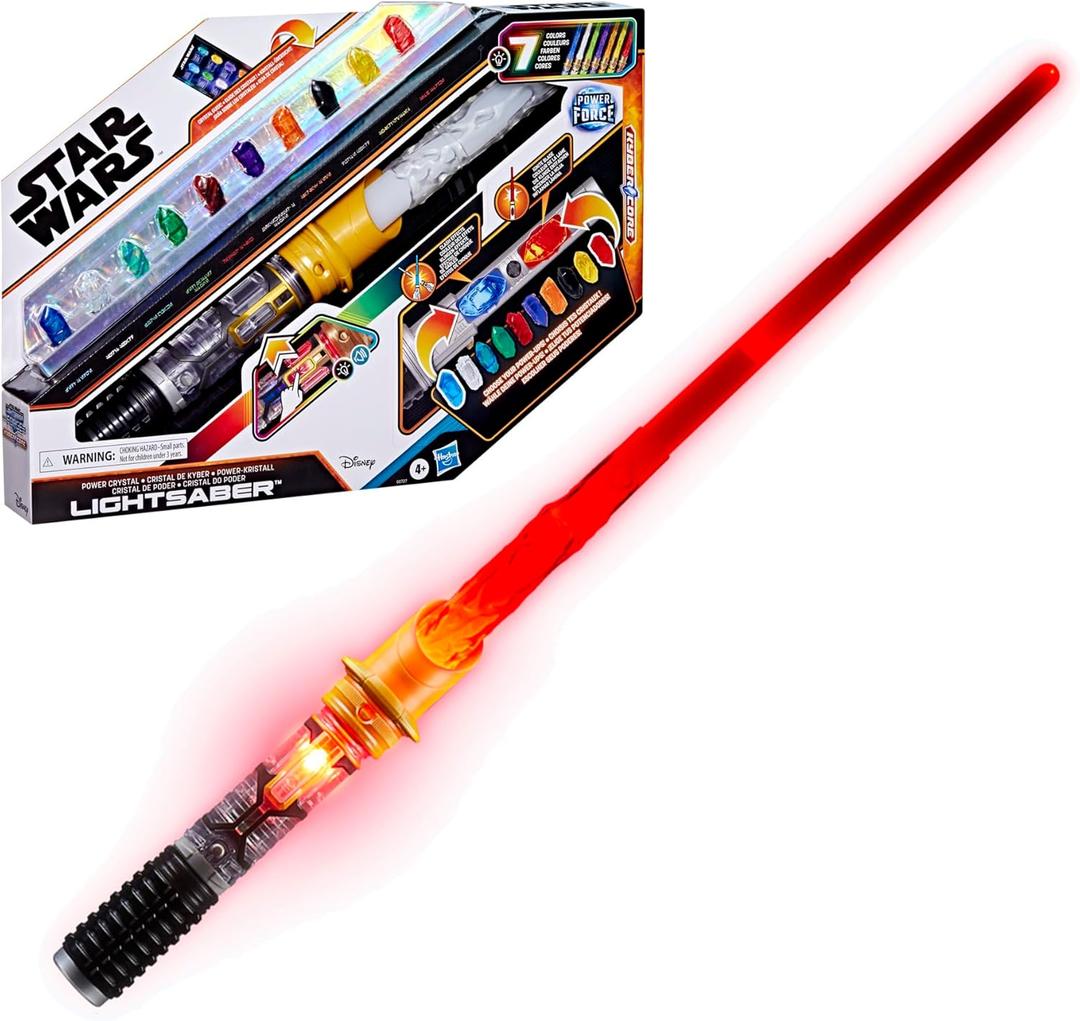 STAR WARS Power Crystal Lightsaber, 7 Colors & 10 Crystals, 50+ Color-Changing Combinations, Lights & Sounds, Toys for Boys & Girls Ages 4+