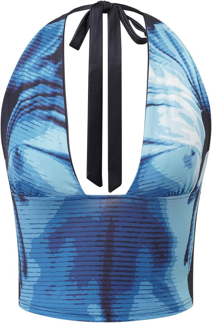 CAPE CLIQUE Rave Outfits for Womens Y2K Rave Tops Sexy Going Out Body Print Baby tee Summer Festival Sleeveless Cami Tank Top (Small, Black-blue) CAPE CLIQUE Rave Outfits for Womens Y2K Rave Tops Sexy Going Out Body Print Baby tee Summer Festival Sleeveless Cami Tank Top (Small, Black-blue)