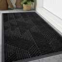 Smiry Front Door Mat Outside Entrance, Heavy Duty Sturdy Natural Rubber Doormat, Trap Dirt and Moisture, Easy Clean Low Profile Mats for Indoor Outdoor Entry, Irregular Triangle (59x30, Black)