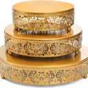 SOUJOY 3 Pack Metal Gold Cake Stand, 12/10/8 Inch Round Cupcake Stands, Dessert Table Display Set for Wedding, Party, Birthday, Event, Anniversary, Celebration, Table Decoration