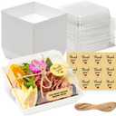 50 Pack Small Charcuterie Boxes with Clear Lids - To Go Paper Mini Charcuterie Box, Disposable Food Containers, 5Inch Dessert Boxes - Sandwich, Cookie, Sushi, Cake Slice, Strawberries (White)