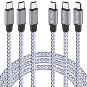 USB C to USB C Cable,Type C Charger Fast Charging Cable 60W 3ft 3Pack Nylon Braided Data Sync USB C Cable for iPhone 17 16 15 Pro Max,Plus/iPad Mini 6,Pro 12.9/MacBook Pro/Air 4/5/Galaxy S25/S24/S23