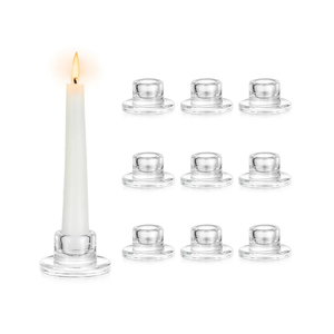 Hewory Glass Taper Candle Holders: 20 PCS Candlestick Holders Clear Short Tapered Candle Holder Set - Candle Stick Holder Decor for Table Centerpiece Wedding Party Advent Christmas Home Decorations.