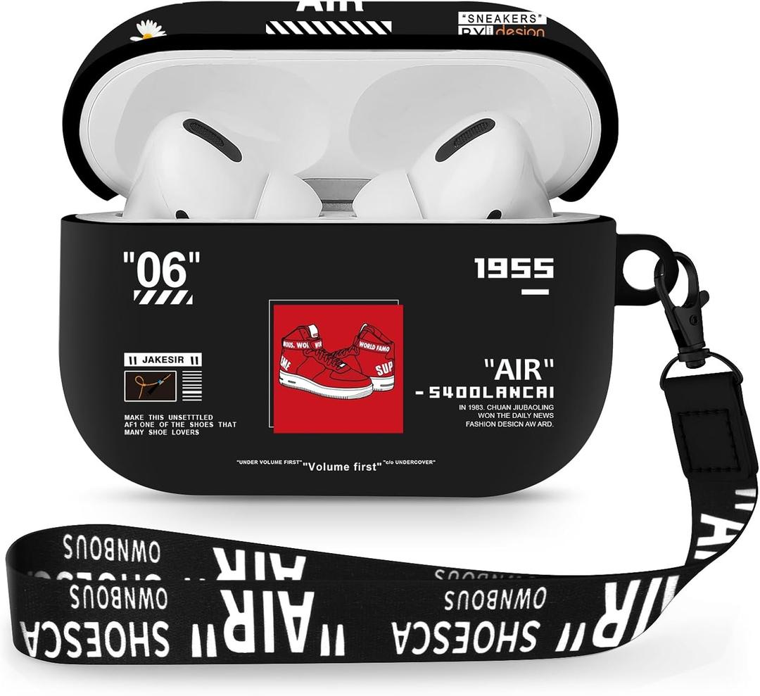 Airpods Pro 2 Case, Cute Cool Red Shoes Pattern TPU Soft Case for Airpods Pro 2/1 Gen, Shockproof with Lanyard & Keychain