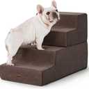 Made4Pets Dog Steps for Bed, Extra Wide Dog Stairs for High Bed Couch Sofa, 35D Foam Pet Steps for Small Dogs and Cats(Up to 40lbs), Non-Slip Bottom Pet Stairs, Brown, 4 Steps (28"x16"x18"H)