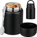 Soup Thermo for Hot Food Kids 16oz Insulated Food Jar Leakproof Thermo Lunch Container for Kids Wide-Mouth Stainless Steel Lunch Box for School with Handle Folding Spoon(3+)